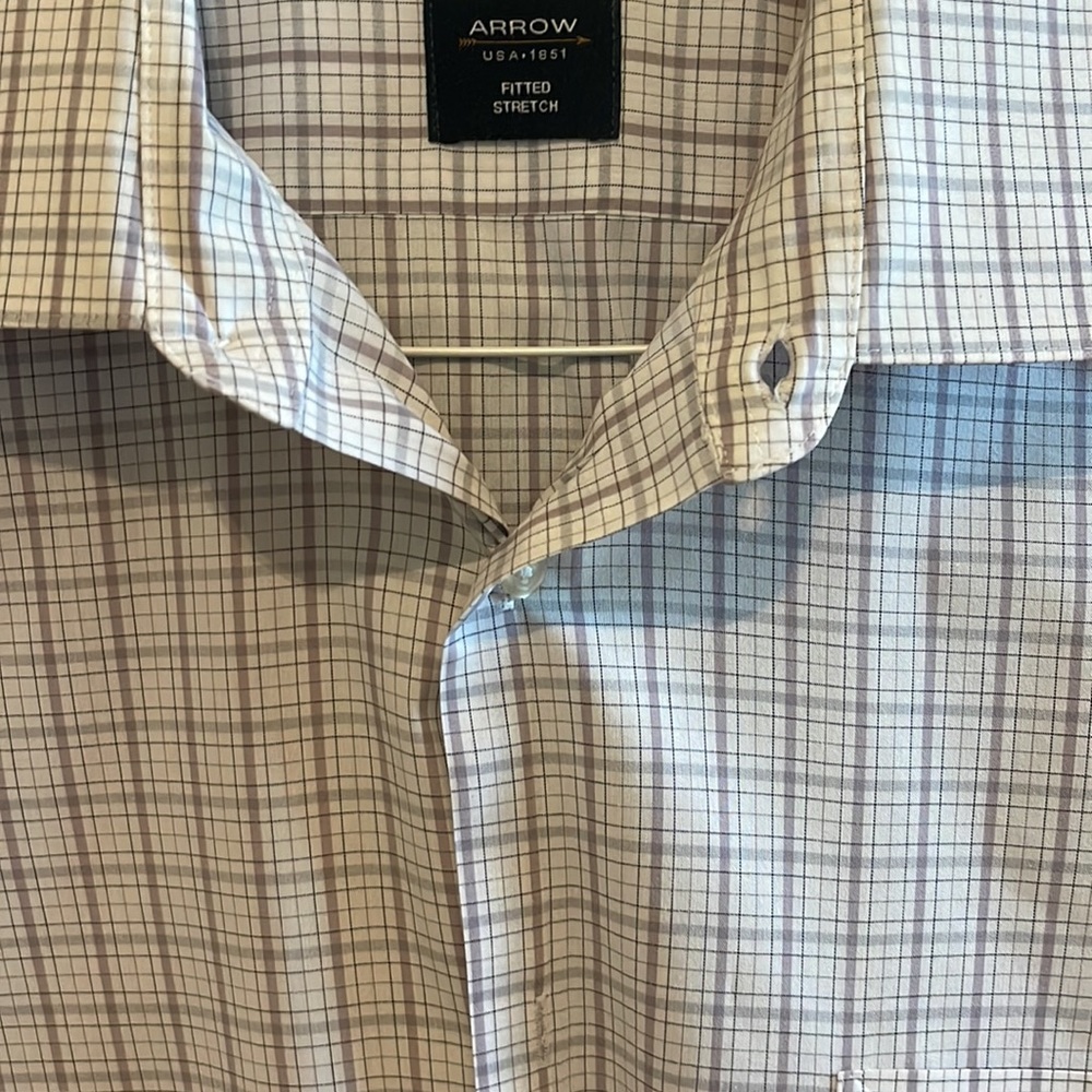 Arrow Fitted Stretch Dress Shirt 16 - 16.5, 34 / 35 Large Athletic